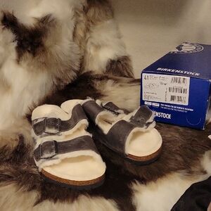 Birkenstock Shearling Sandals - Iron